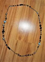 Seventies Boho lange ketting blauw roze rood wit 110 cm, Ophalen of Verzenden, Nieuw, Overige materialen