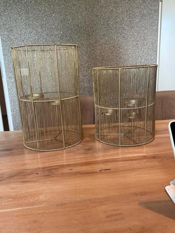 PTMD Gouden Windlichten/Lantaarns - Set van 2 beschikbaar voor biedingen