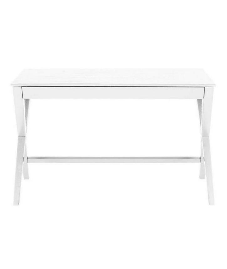 Wit bureau met travertin bladen, Huis en Inrichting, Bureaus, Zo goed als nieuw, Bureau, Ophalen