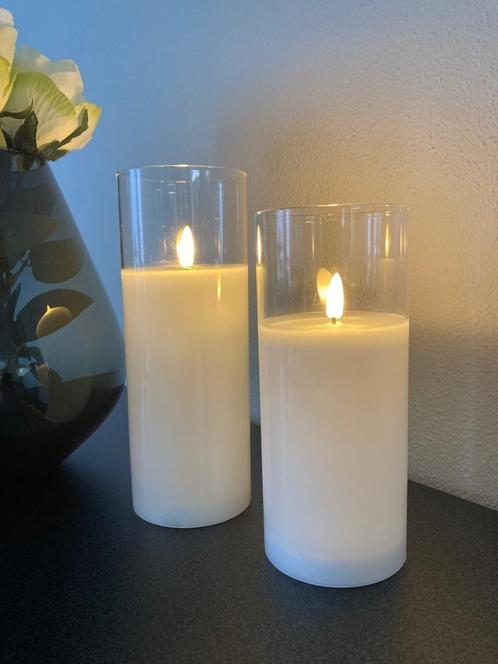 Kaarsen Led glas wit set-2 Nieuw!, Huis en Inrichting, Woonaccessoires | Kandelaars en Kaarsen, Nieuw, Kaars, Minder dan 25 cm