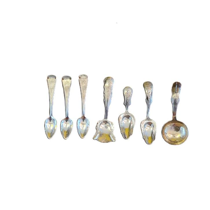 7 Diverse zilveren lepeltjes, 19e en 20e eeuw, Antiek en Kunst, Antiek | Goud en Zilver, Ophalen of Verzenden