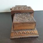 Prachtige vintage houtsnijwerk speelkaart doos 0502, Antiek en Kunst, Ophalen of Verzenden