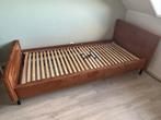 Mooi bed 90x200 (cognac stof), Ophalen, Zo goed als nieuw, Eenpersoons, 90 cm