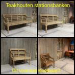 Stationsbanken teakhout, tuin bank uit voorraad leverbaar!, Ophalen of Verzenden, Nieuw, Teakhout