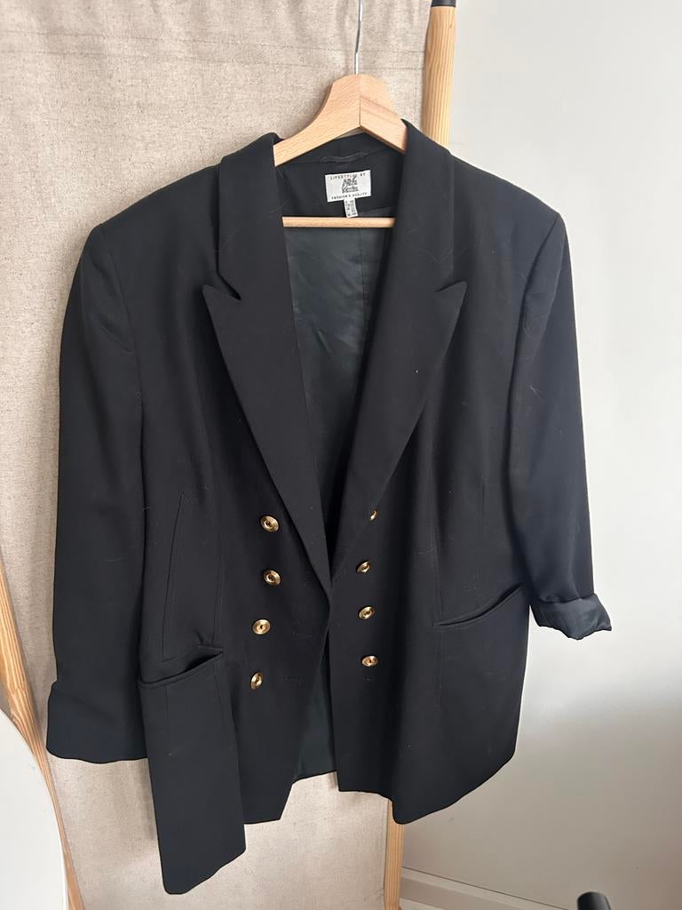 Vintage Alba Moda Zwarte Oversized Blazer met Gouden Knopen, Kleding | Dames, Jasjes, Kostuums en Pakken, Zwart, Maat 46/48 (XL) of groter