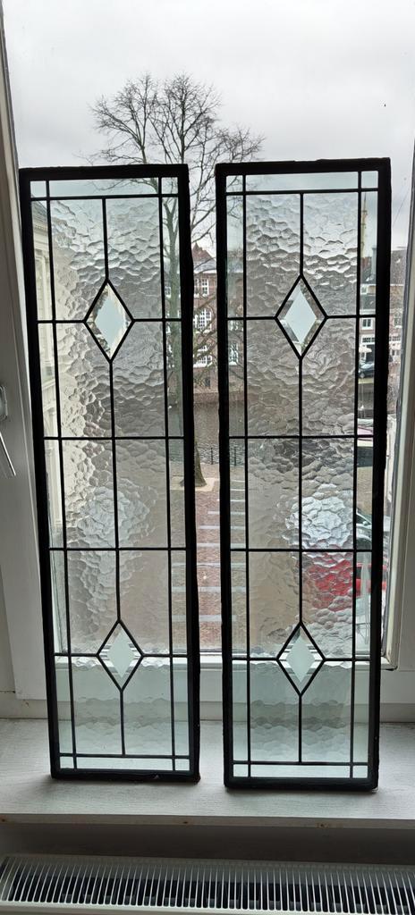 Twee glas in lood panelen voor mooie buitendeur, Doe-het-zelf en Verbouw, Glas en Ramen, Gebruikt, Glas in lood, Ophalen