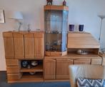 Wandmeubel in blank eiken met vitrine & tv kast, Huis en Inrichting, Ophalen of Verzenden, Zo goed als nieuw