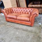 Chesterfield Bendic bank cognac bruin + BEZORGING, Chesterfield, Rechte bank, Gebruikt, Leer