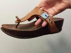 Scholl Platform teen slippers 39 Cognac Bruin, Scholl, Bruin, Verzenden, Zo goed als nieuw