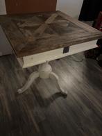 Riviera Maison Vierkante Tafel rustiek hout wit onderstel, Ophalen, Gebruikt, 50 tot 100 cm, Vierkant