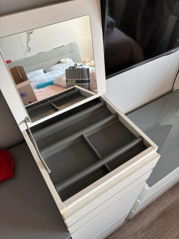 Malm ladekast sieradenkast wit met spiegel 40x123cm - afbeelding 4