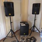 Behringer PA set B212D en B1500D-PRO active speakers, Ophalen, Zo goed als nieuw, 1000 watt of meer, P.A.