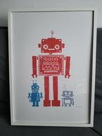 Kunstposter robots in lijst, retro IKEA, Ophalen, Zo goed als nieuw