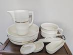 Vintage lampetstel wit met gouden rand, Ophalen of Verzenden