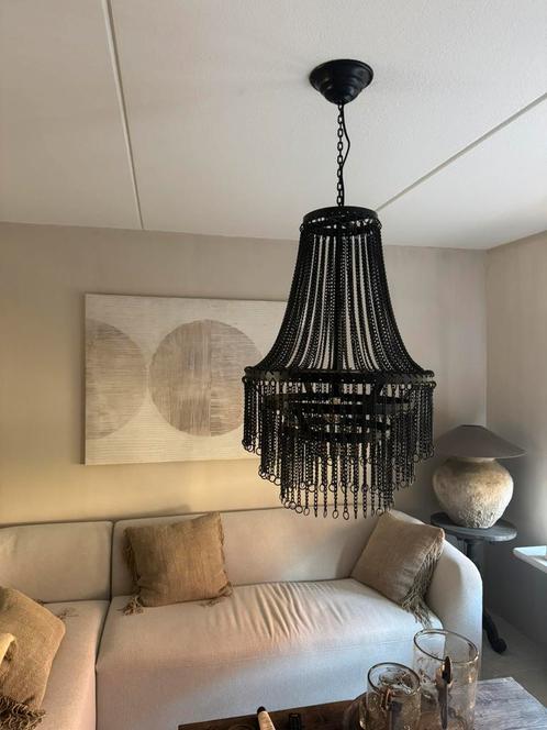 Zwarte Hanglamp Metalen Ketting of plaatjes, Huis en Inrichting, Lampen | Hanglampen, Nieuw, 50 tot 75 cm, Metaal, Ophalen