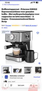 Princess 249412 Espressomachine - Gemalen Koffie, Ophalen, Afneembaar waterreservoir, Espresso apparaat, Gemalen koffie