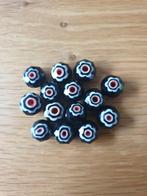 14 zwart geslepen glaskralen met motiefje, Ophalen of Verzenden, Zo goed als nieuw, Kraal