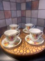 Pink Roses,fine bone China,4 antieke kop en schotel, Antiek en Kunst, Ophalen of Verzenden