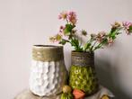 Witte en groene vazen set, exclusief bloemen enz., Huis en Inrichting, Woonaccessoires | Vazen, Minder dan 50 cm, Ophalen of Verzenden