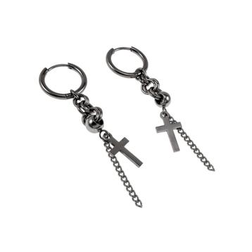 16mm Oorringen Unisex RVS Oorbellen Kruis- en Kettingdetail beschikbaar voor biedingen