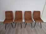 4 Furnihaus Eetkamerstoelen Kick Cognac, Ophalen, Gebruikt, Bruin, Metaal