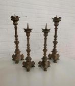 Kandelaar vier oude antieke bronzen koperen kandelaars., Ophalen of Verzenden
