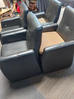 4x Nette fauteuil zwart leder, Ophalen, Gebruikt, Minder dan 75 cm, Leer