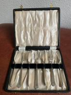 Zevendelige verzilverde bestekset vorkjes in doos, Ophalen of Verzenden