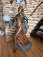 Bronzen Beeld Vrouw met Bol - Kunstobject Decoratie, Ophalen of Verzenden