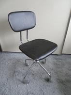 VINTAGE BUREAUSTOEL  Chroom met zwart skai, Huis en Inrichting, Bureaustoelen, Ophalen, Gebruikt, Zwart, Bureaustoel