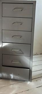 Metalen muisgrijs ladekastje voor t bureau merk ikea helmer, Huis en Inrichting, Ophalen, Minder dan 50 cm, 5 laden of meer, Zo goed als nieuw