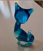 Murano blauw gevlamde kat, Ophalen of Verzenden