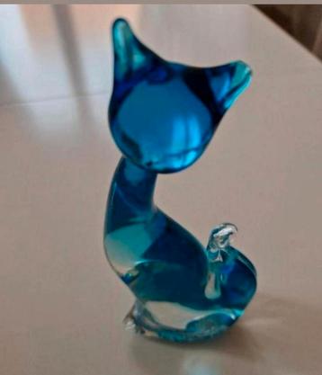 Murano blauw gevlamde kat beschikbaar voor biedingen