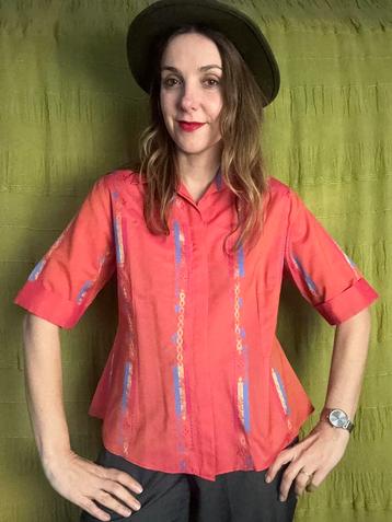 Vintage rode blouse - India - print - 38/M/medium beschikbaar voor biedingen