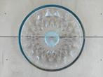 Glazen schaal met metalen rand - 31 cm, Ophalen of Verzenden