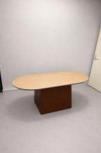 Japandi eettafel walnoot met stenen traventin look blad, Ophalen, 50 tot 100 cm, Zo goed als nieuw, 150 tot 200 cm