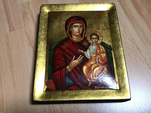 Handgeschilderd Icoon Heilige Maagd Maria Byzantijns, Antiek en Kunst, Antiek | Religie, Ophalen