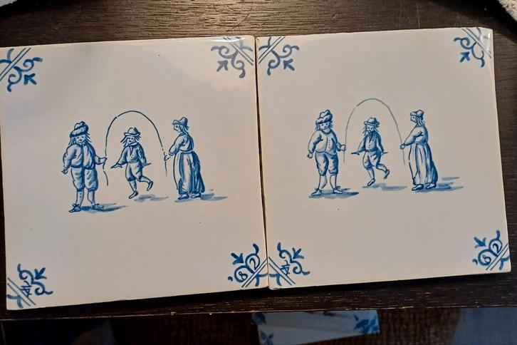 Blauw-Witte Tegels met Kinderen, Antiek en Kunst, Antiek | Wandborden en Tegels, Ophalen of Verzenden