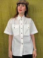Vintage blouse / overhemd - wit - linnen katoen 40/42, Wit, Hippie galore, Ophalen of Verzenden, Vintage