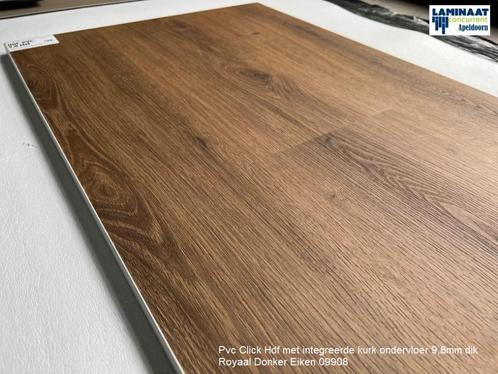 Pvc click click kurk met hdf Donker Eiken met ondervloer, Huis en Inrichting, Stoffering | Vloerbedekking, Nieuw, Laminaat, Bruin