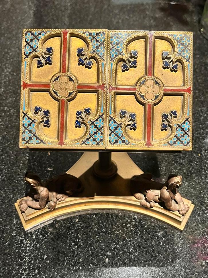 Verguld Russisch beeld met geëmailleerd frame, Antiek en Kunst, Antiek | Koper en Brons, Brons, Ophalen of Verzenden