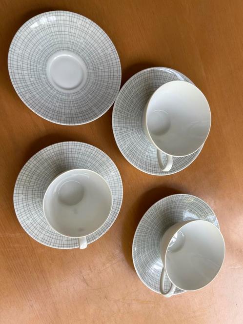 Arzberg Filigrain grijs ruitje koffie / theekopjes, Huis en Inrichting, Keuken | Servies, Zo goed als nieuw, Kop(pen) en/of Schotel(s)