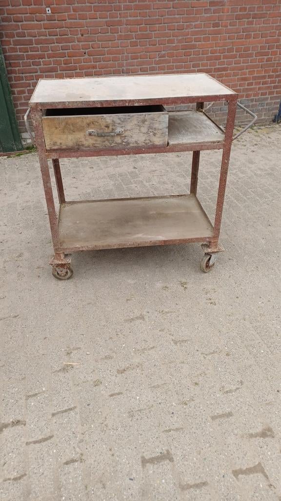 Robuuste Werkbank op Wielen met Lade - Gebruikt, Ophalen of Verzenden, Gebruikt, 70 tot 120 cm