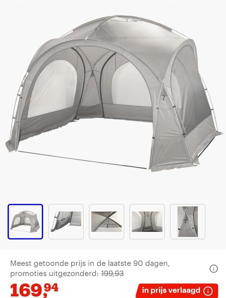 Bo Camp partytent 3.5 x 3.5 x 2.5 m 75 euro, Tuin en Terras, Partytenten, Partytent, Minder dan 4 meter, Zo goed als nieuw, 2 meter of meer