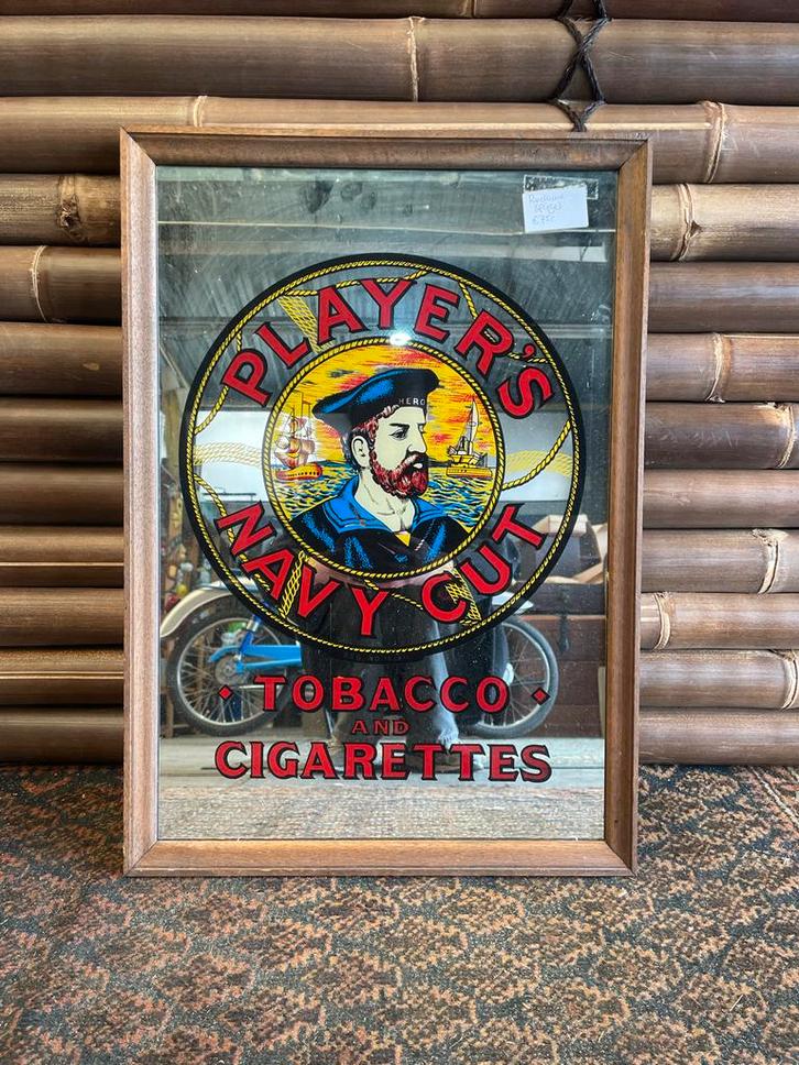 Vintage Player's Navy Cut Barspiegel - Iconische Zeeman, Antiek en Kunst, Antiek | Spiegels, Minder dan 50 cm, Minder dan 100 cm