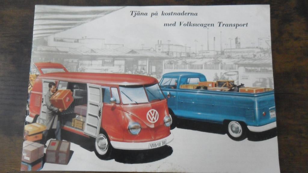 Zweedse oude folder V W transport volkswagen bulli 27x 18 cm, Ophalen of Verzenden, Zo goed als nieuw, Volkswagen