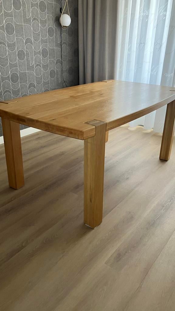 Blank Eiken Eettafel, 100/180, Ophalen, 50 tot 100 cm, Zo goed als nieuw, 150 tot 200 cm