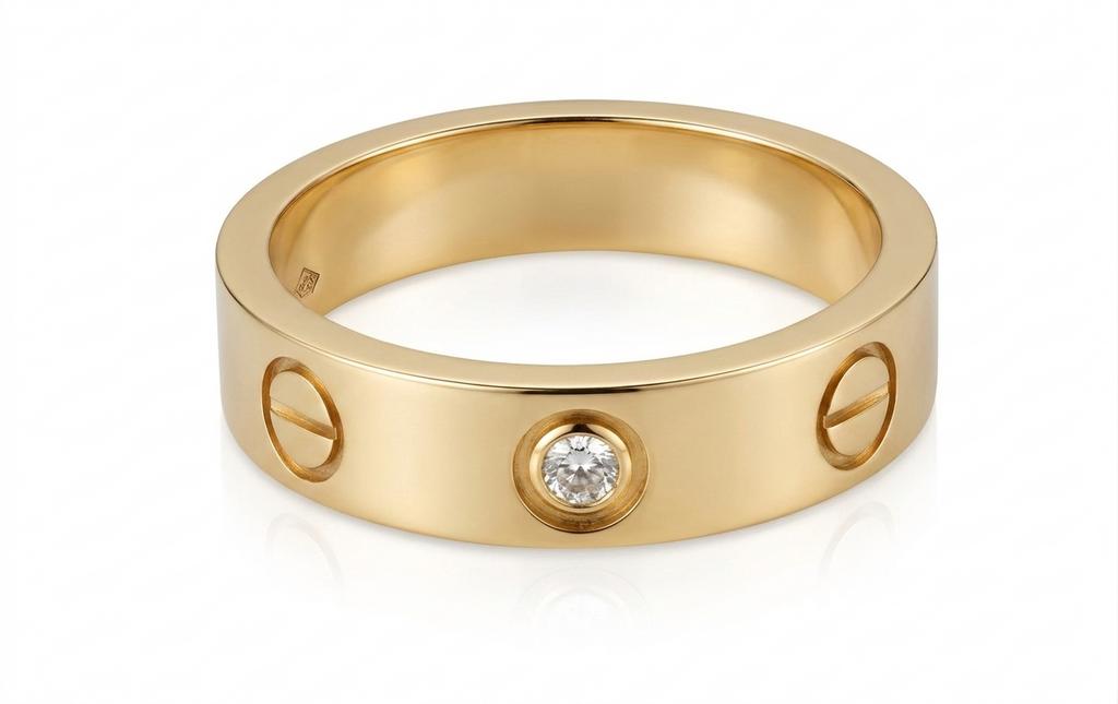 Cartier Mini Love Ring met Diamant - Maat 47, Sieraden, Tassen en Uiterlijk, Gebruikt, Ophalen of Verzenden, Kleiner dan 17, Met edelsteen