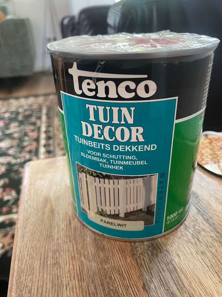 Tenco Tuin Decor Tuinbeits Dekkend Parelwit 1L, Wit, Nieuw, Beits, Ophalen of Verzenden