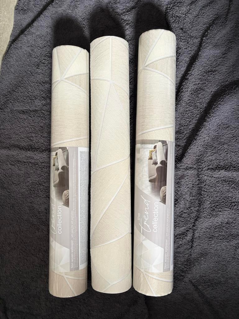 3 rollen patroonbehang, Huis en Inrichting, Stoffering | Behang, Ophalen of Verzenden, 10 tot 25 m², Beige